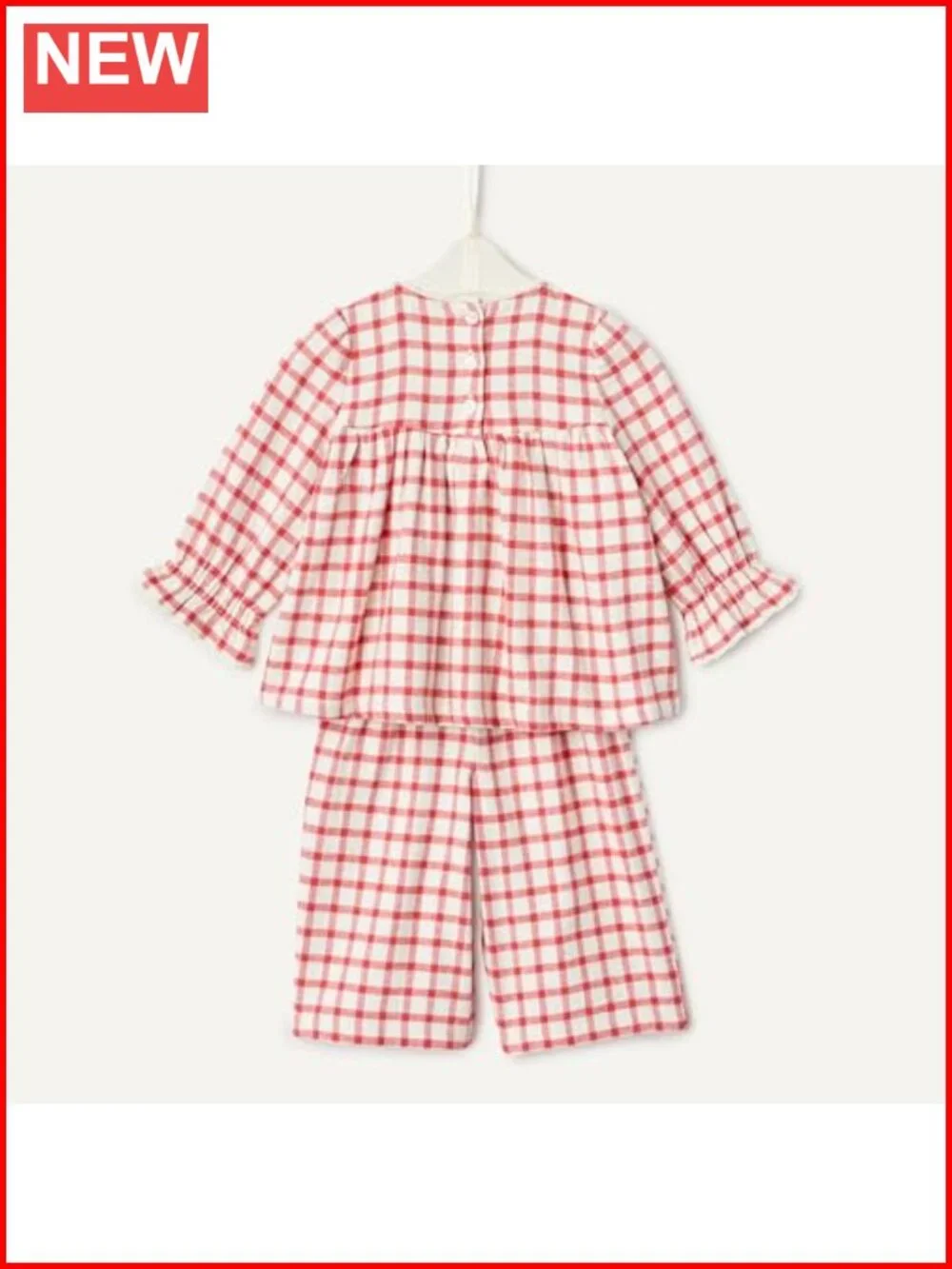 Toddler Baby Flannel Set Smocked Bodice Lace Trim Long Sleeve